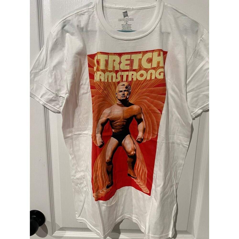 Stretch Armstrong Graphic T-Shirt Hasbro Retro Tee White XL NWOT